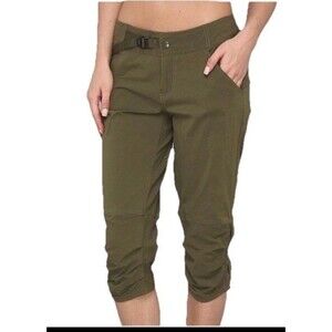 Prana Jasmine Knickers Cropped Capri Pants Olive Army Green Size 14